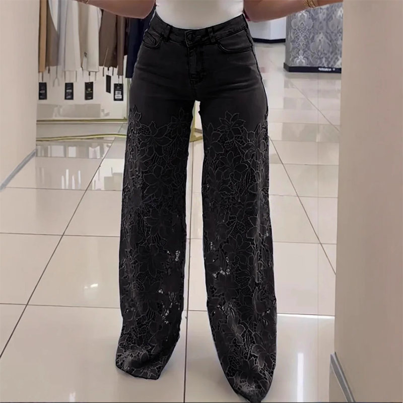 🌸Summer Special Offer 50% Off🌸High Waisted Lace Splicing Jeans