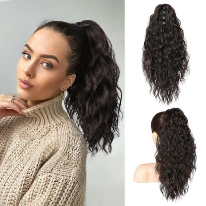💜Curly Wavy Frizzy Hair Extension with Ponytail💜Convertible Ponytail | Human Hair Blend