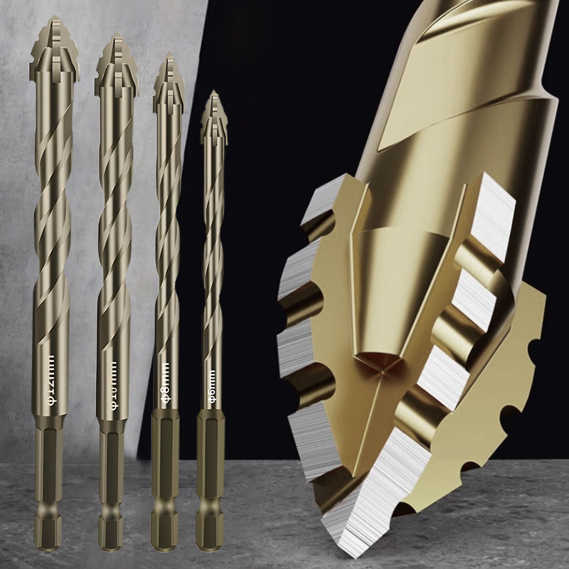 🔥2025 Hot Sale🔥High-Strength 4-Flute Serrated Eccentric Drill Bit Kit - Durable & Versatile for All DIY Projects