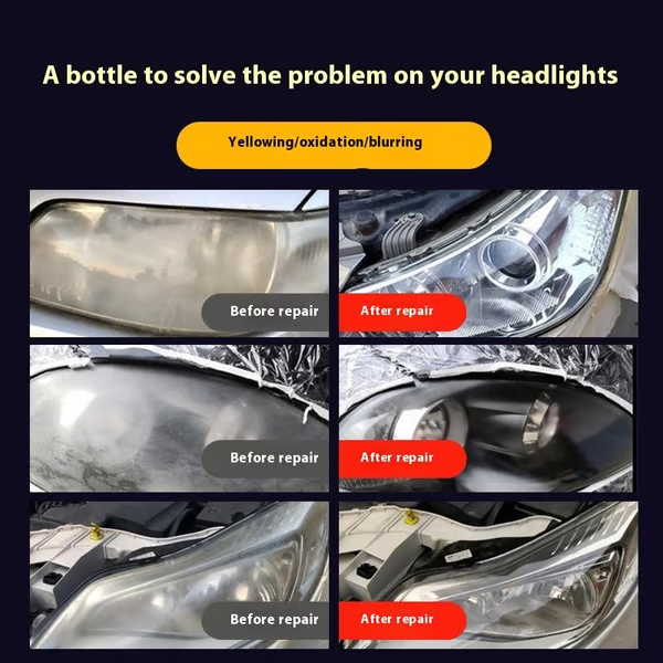 💡Automotive Headlamp Restoration Fluid Kit🔧Quickly Repairs Yellowing&Scratches🚗