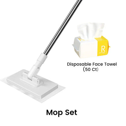 🏆Flat Mop with Stainless Steel Handle, come with Reusable Washable Mop Cloths