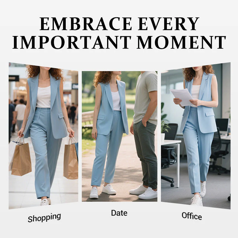 ⏰Last Day Sale 49% Off💖Women’s Stylish Sleeveless Blazer & High-Waisted Pants Set