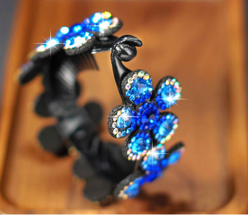 Crystal Flower Embellished  Hair Clips