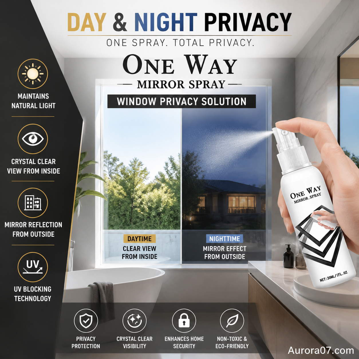 ☀️50% OFF Reflective Window Spray 🏆✨One-Way Mirror Privacy Shield for Home & Car💨