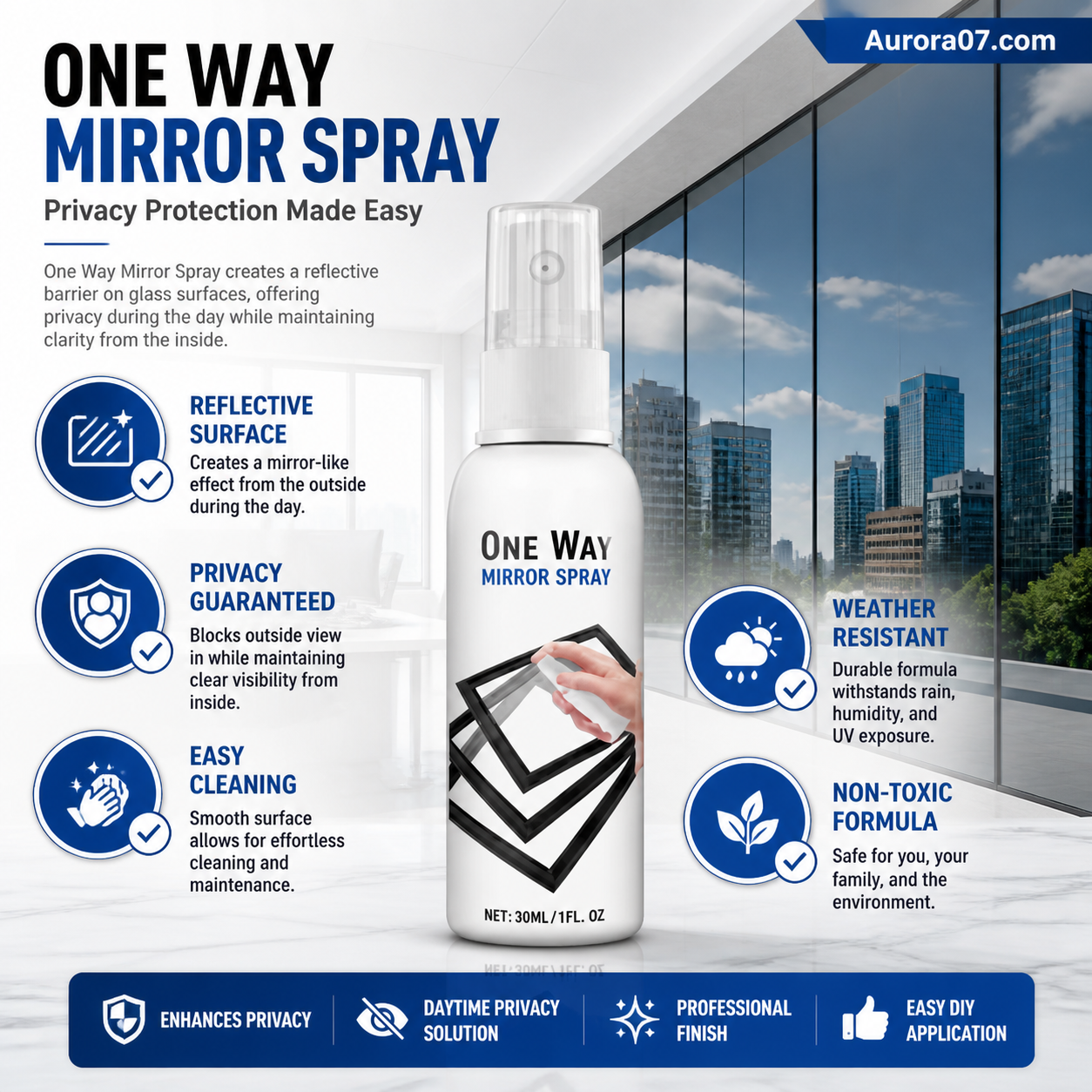 ☀️50% OFF Reflective Window Spray 🏆✨One-Way Mirror Privacy Shield for Home & Car💨