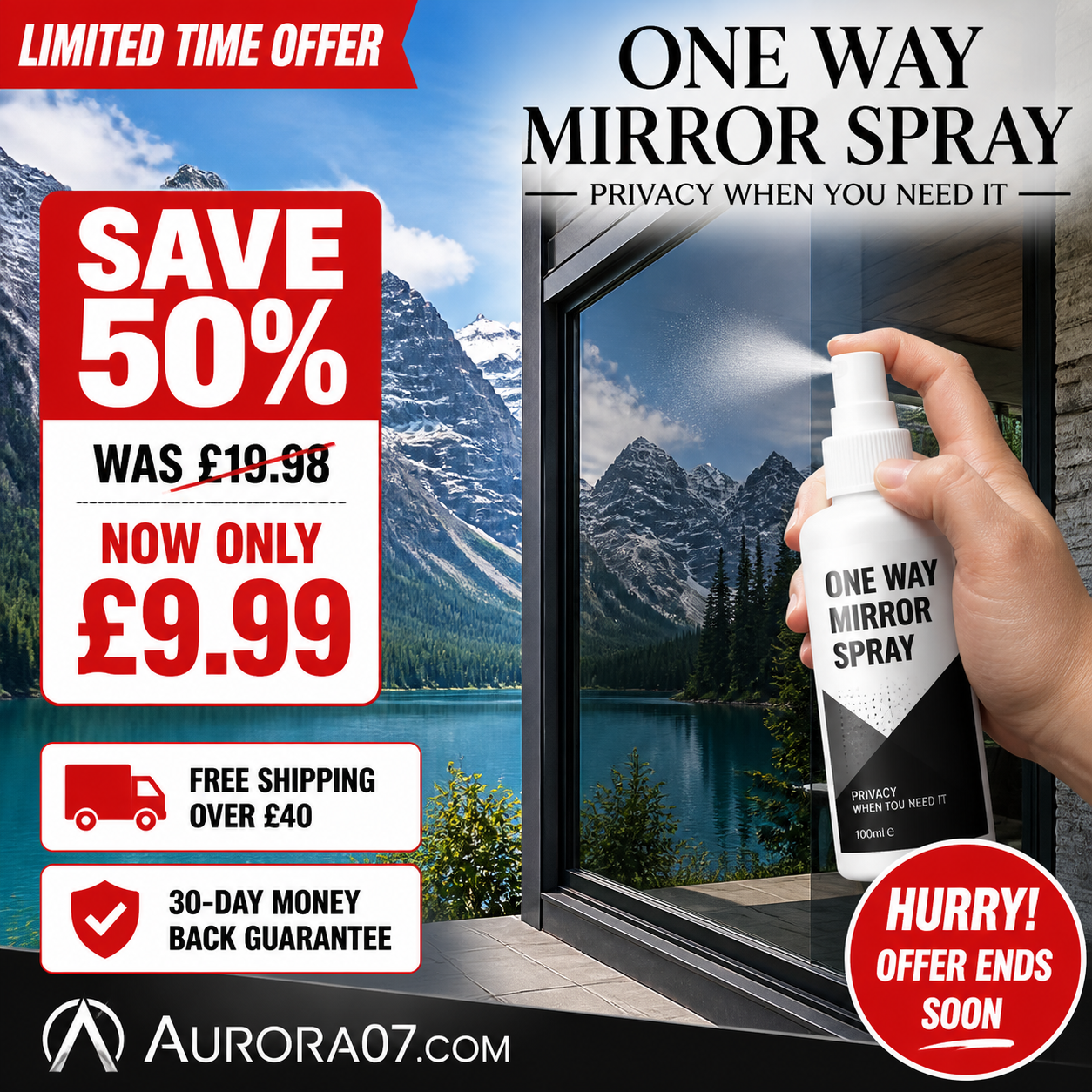 ☀️50% OFF Reflective Window Spray 🏆✨One-Way Mirror Privacy Shield for Home & Car💨