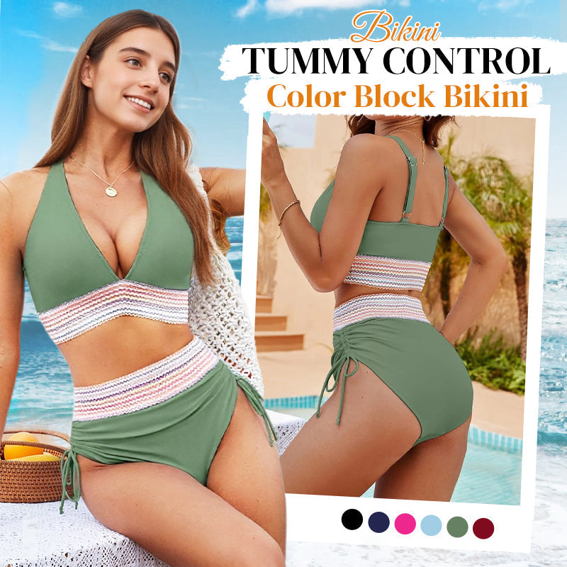 🔥2026 HOT SALE💞50K+ SOLD!⚡High Waisted Tummy Control Color Block Bikini Sets
