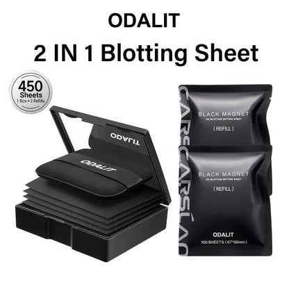 ⏰LAST DAY - BUY 1 GET 2 FREE!!💝Black Magnet Oil Blotting Setting Sheet With Powder More Control Oil Keep Fresh 2 IN 1 Blotting Sheet
