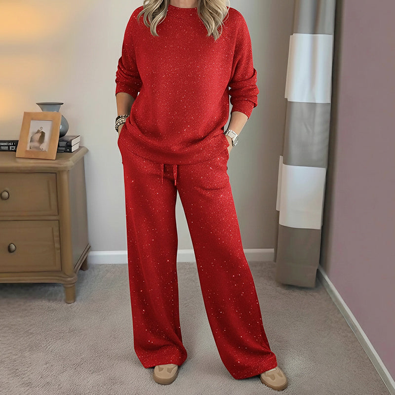 ⏰Last Day Sale - 60% OFF✨Women's Glitter Pullover Sweater & Pants 2-Piece Set