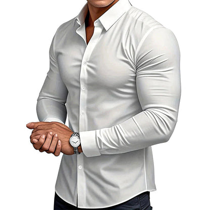 🔥50% OFF!🔥Men's Solid Color Lapel Long Sleeve Button-Down Shirts