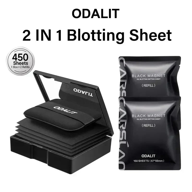 ⏰LAST DAY - BUY 1 GET 2 FREE!!💝Black Magnet Oil Blotting Setting Sheet With Powder More Control Oil Keep Fresh 2 IN 1 Blotting Sheet