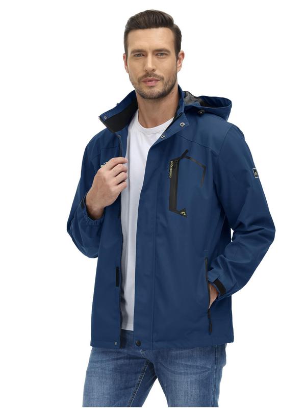🔥Hot Sale 50% Off🎁Men's Lightweight Windbreaker Rain Jacket Raincoat with Detachable Hood for Hiking Fishing Activewear