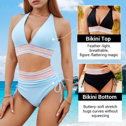 🔥2026 HOT SALE💞50K+ SOLD!⚡High Waisted Tummy Control Color Block Bikini Sets