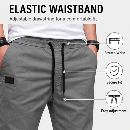 👖🏃 Men's Casual Joggers – Drawstring Elastic Waist, Slim Fit & High Stretch – Perfect for All Seasons 🌧️