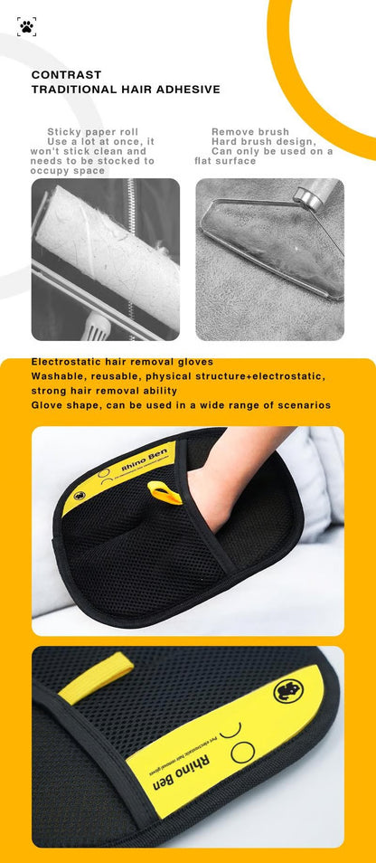 🔥2026 Hot Sale 40% OFF⚡ 50K+ SOLD! 🎁Reusable Electrostatic Pet Hair Removal Glove - Works on Clothes, Couch, Car & All Fabric Surfaces