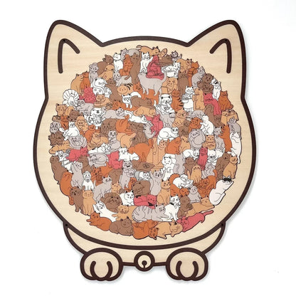 🎁Christmas Sale 49% OFF🎅135-Piece Morandi-Colored Cat Shaped Wooden Jigsaw Puzzle