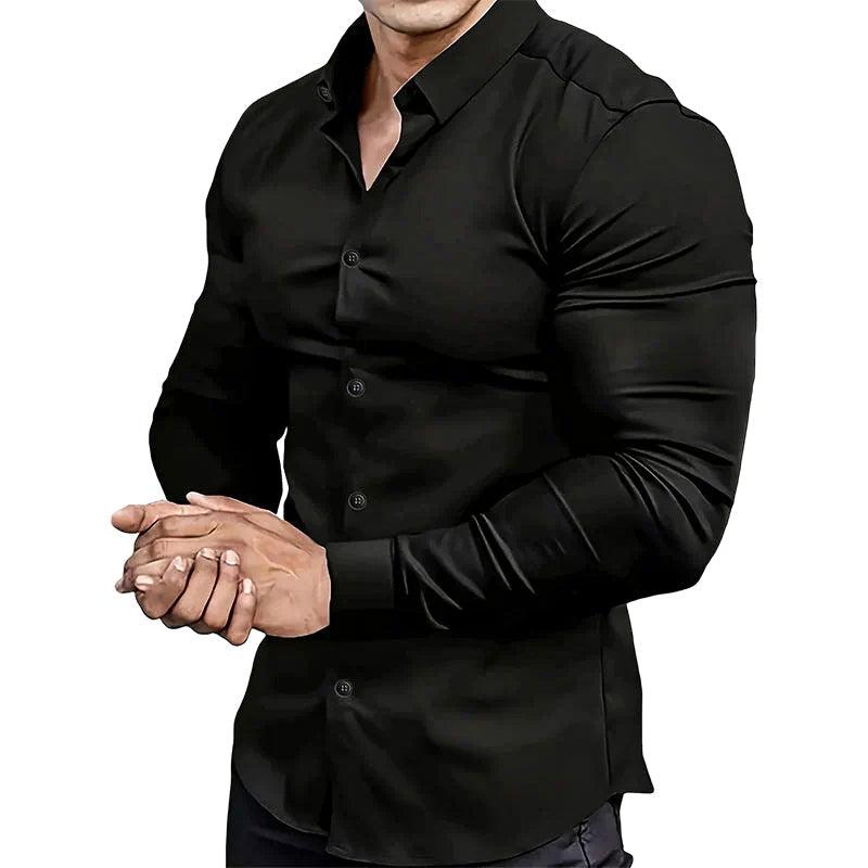 🔥50% OFF!🔥Men's Solid Color Lapel Long Sleeve Button-Down Shirts