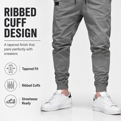 👖🏃 Men's Casual Joggers – Drawstring Elastic Waist, Slim Fit & High Stretch – Perfect for All Seasons 🌧️