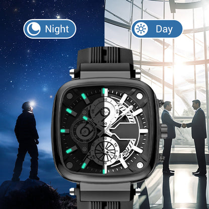 ⚡Hot Sale 50% Off⚡Multi Functional Waterproof Quartz Men's Square Watch Silicone Tape