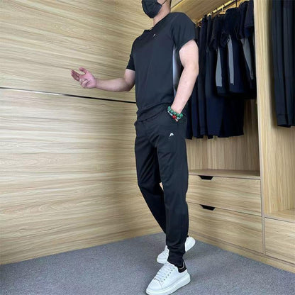 🔥Limited-time 50% discount🔥Men's Casual Sports Short Sleeve Long Pants Two-Piece Set