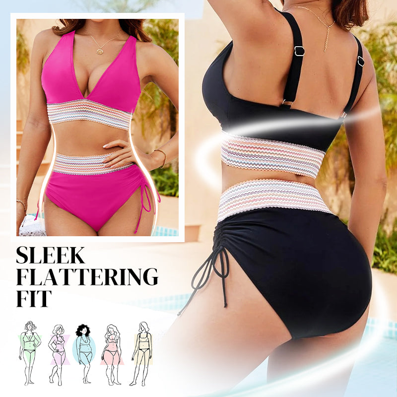 🔥2026 HOT SALE💞50K+ SOLD!⚡High Waisted Tummy Control Color Block Bikini Sets