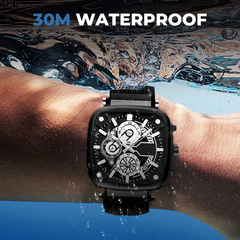 ⚡Hot Sale 50% Off⚡Multi Functional Waterproof Quartz Men's Square Watch Silicone Tape