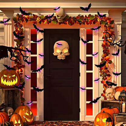 🎃Halloween 50% Off🎃36-Pack 3D Lighted Bats (Stick-On, LED Glow, Multi-Color) — Instant Wall Flock for Indoor/Outdoor