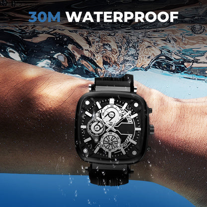 ⚡Hot Sale 50% Off⚡Multi Functional Waterproof Quartz Men's Square Watch Silicone Tape