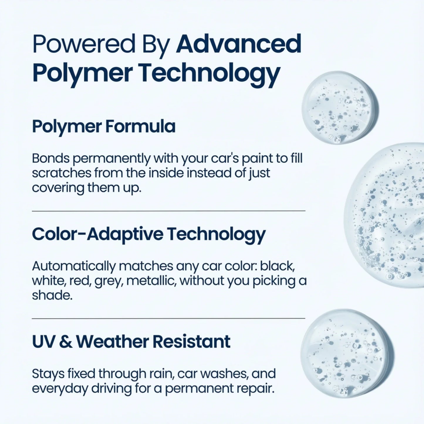 All Cars Car paint scratch repair product with text on advanced polymer technology