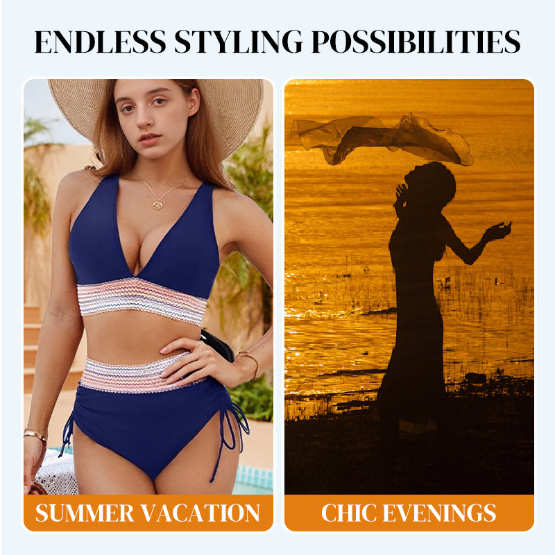 🔥2026 HOT SALE💞50K+ SOLD!⚡High Waisted Tummy Control Color Block Bikini Sets