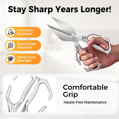 🔥Hot Sale（💥50%OFF）🔥Multifunctional Heavy-Duty Kitchen Shears✂️Bone-Cut Power, Non-Slip Grip🍗