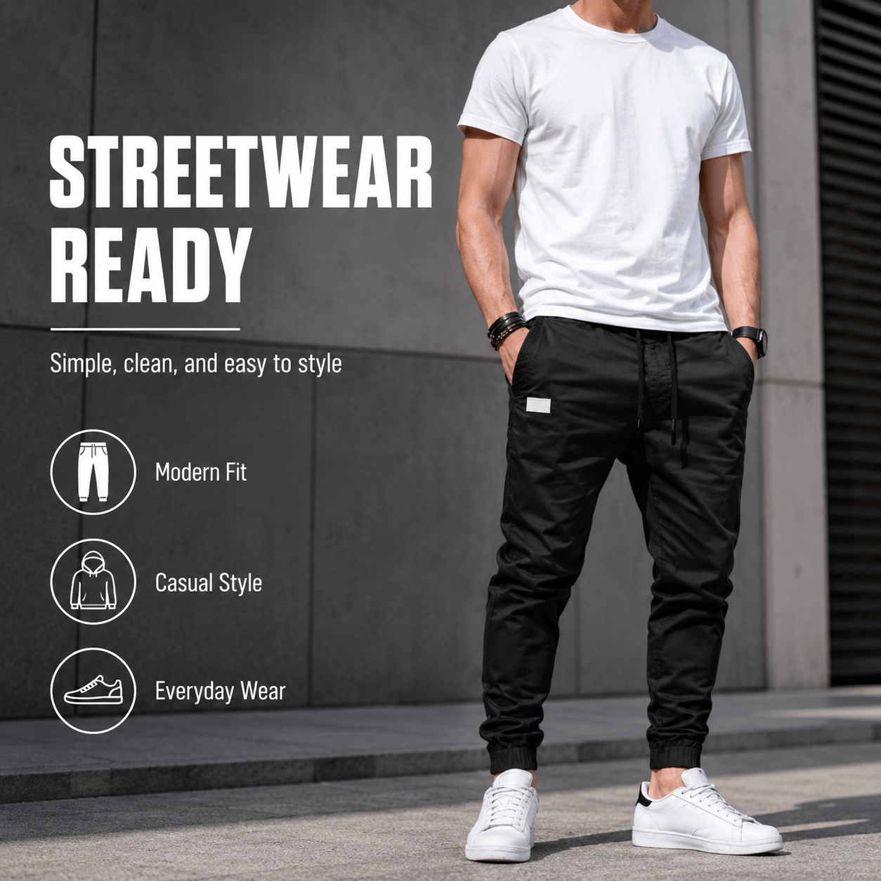 👖🏃 Men's Casual Joggers – Drawstring Elastic Waist, Slim Fit & High Stretch – Perfect for All Seasons 🌧️