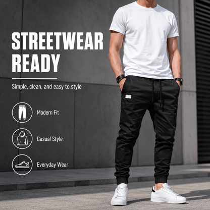 👖🏃 Men's Casual Joggers – Drawstring Elastic Waist, Slim Fit & High Stretch – Perfect for All Seasons 🌧️