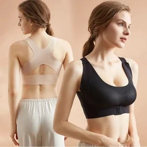 ⏰Front Closure Cross-Back Wireless Posture Bra