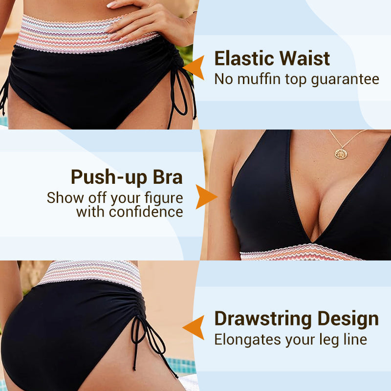 🔥2026 HOT SALE💞50K+ SOLD!⚡High Waisted Tummy Control Color Block Bikini Sets
