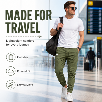 👖🏃 Men's Casual Joggers – Drawstring Elastic Waist, Slim Fit & High Stretch – Perfect for All Seasons 🌧️