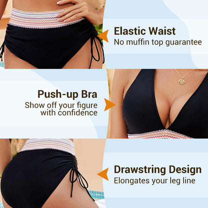 🔥2026 HOT SALE💞50K+ SOLD!⚡High Waisted Tummy Control Color Block Bikini Sets