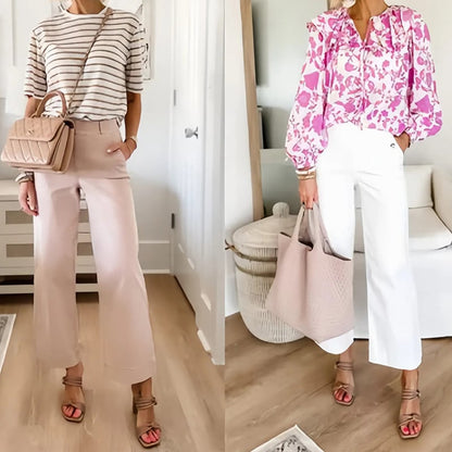 🔥2025 HOT SALE🔥Stretch Twill Cropped Wide Leg Pants | High Waist | Loose & Comfortable