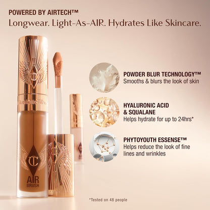 💝Charlotte Tilbury AIRbrush Flawless Blur Concealer - Longwear Concealer for Dark Circles, Blemishes, Redness & More - Hydrating, Crease-Proof & Full Coverage with a Natural Matte Finish