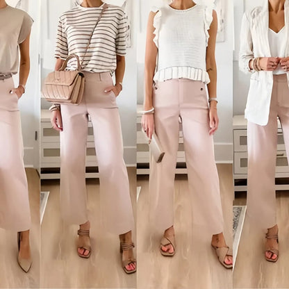 🔥2025 HOT SALE🔥Stretch Twill Cropped Wide Leg Pants | High Waist | Loose & Comfortable