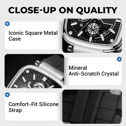 ⚡Hot Sale 50% Off⚡Multi Functional Waterproof Quartz Men's Square Watch Silicone Tape