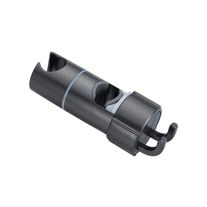 Hole-free shower head bracket with sliding sleeve, adjustable height rod, hook and mounting bracket for shower unit and shower head