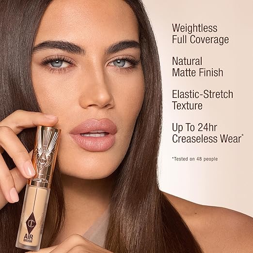 💝Charlotte Tilbury AIRbrush Flawless Blur Concealer - Longwear Concealer for Dark Circles, Blemishes, Redness & More - Hydrating, Crease-Proof & Full Coverage with a Natural Matte Finish