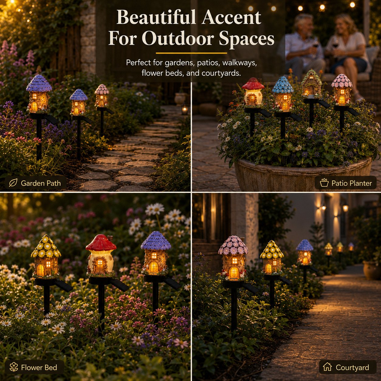 🎁2026 New Arrivals 50% OFF🌙🏡Solar Fairy-Tale Mushroom Cottage Garden Light