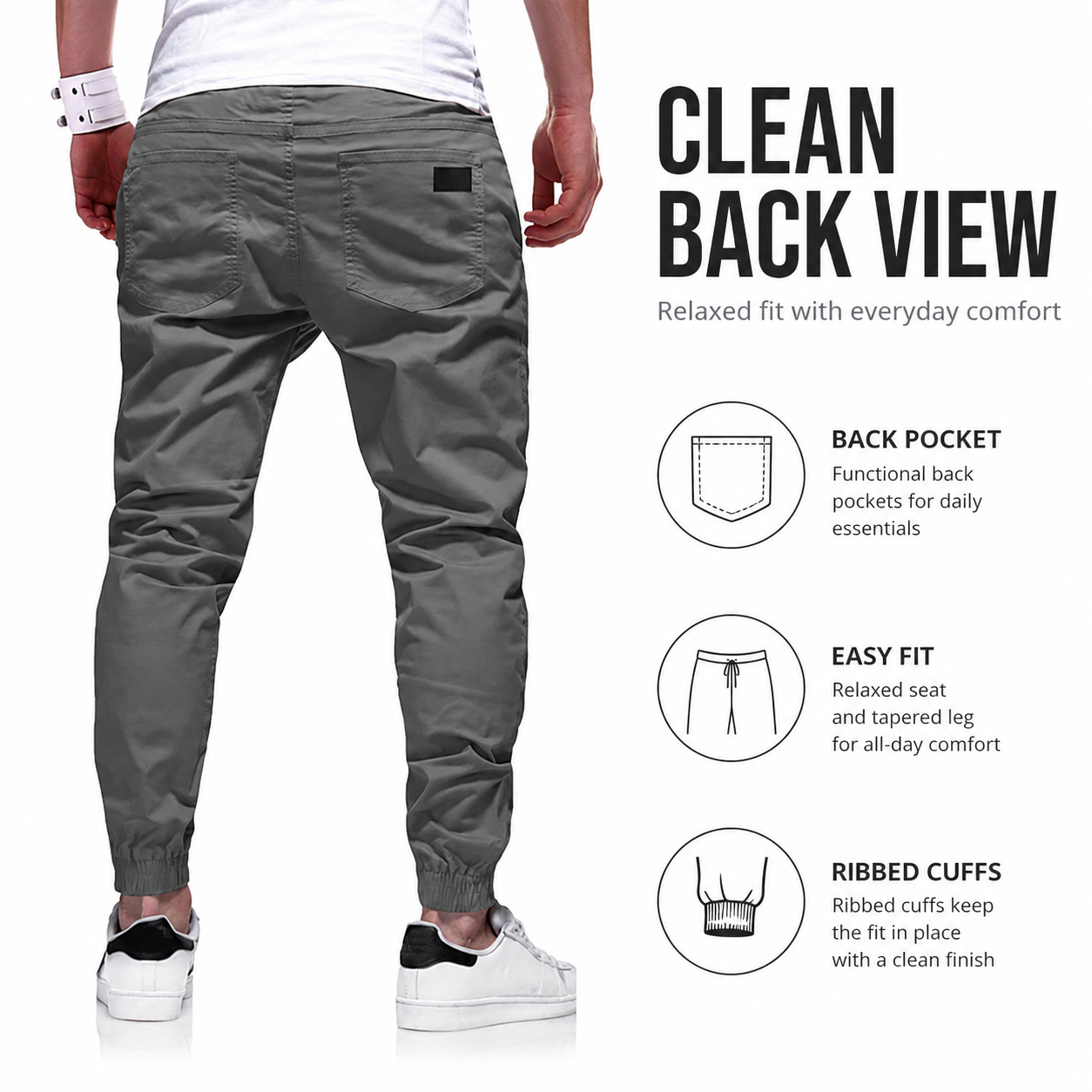 👖🏃 Men's Casual Joggers – Drawstring Elastic Waist, Slim Fit & High Stretch – Perfect for All Seasons 🌧️