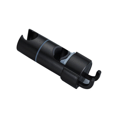 Hole-free shower head bracket with sliding sleeve, adjustable height rod, hook and mounting bracket for shower unit and shower head