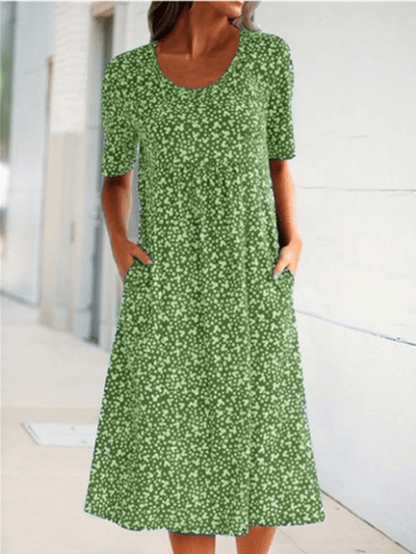 🎁Hot Sale🎁Casual Women Scoop Neck Floral Dress (with pockets)