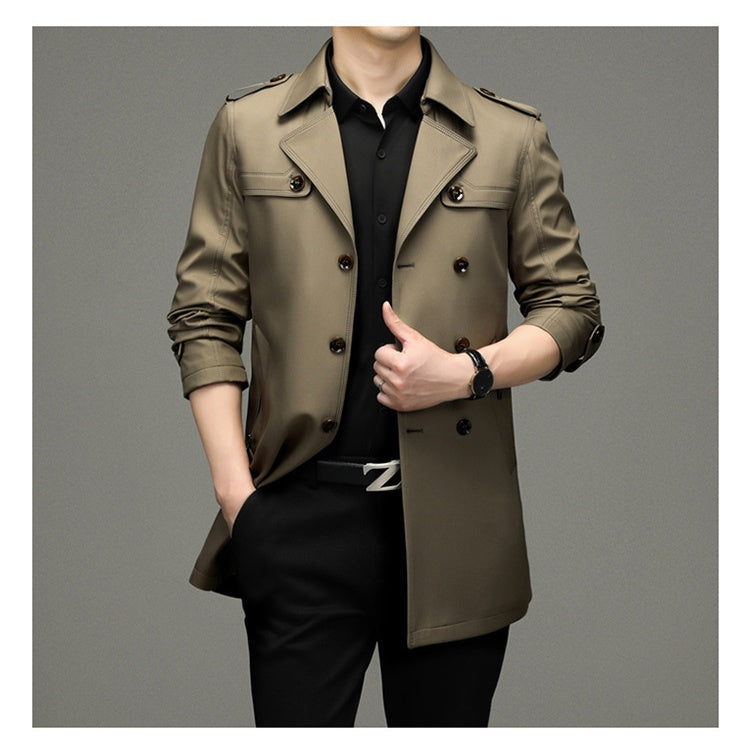 ⛈️Men’s Double-Breasted Windbreaker Jacket🧥 - Articulated Mobility, Deep Utility Pockets & Easy-Care Weather Fabric