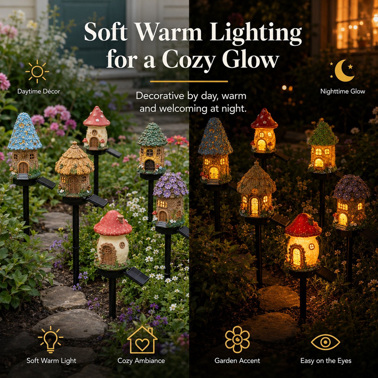 🎁2026 New Arrivals 50% OFF🌙🏡Solar Fairy-Tale Mushroom Cottage Garden Light