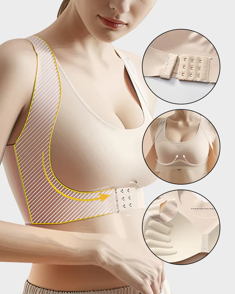 ⏰Front Closure Cross-Back Wireless Posture Bra